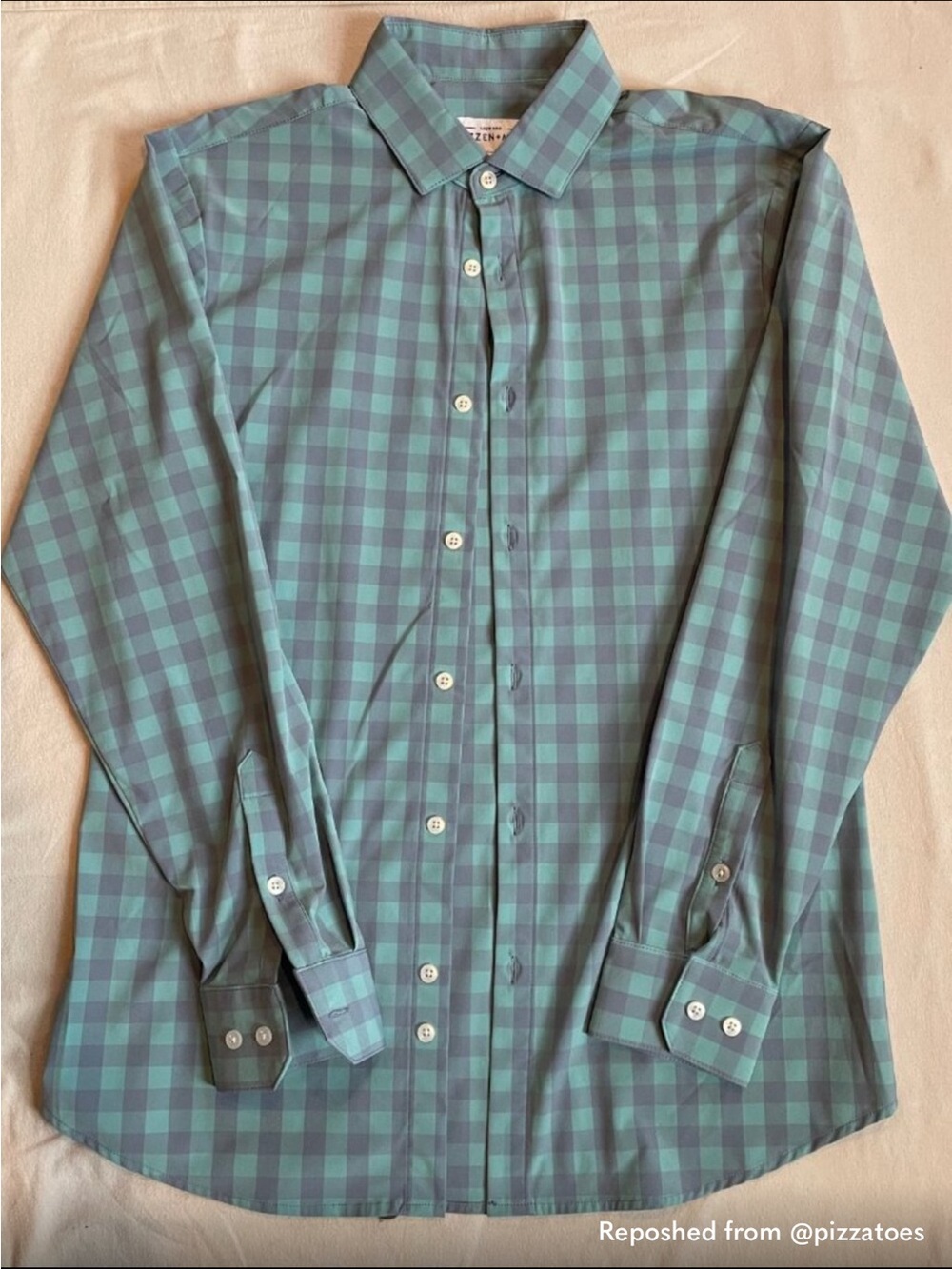 Mizzen+Main Mint and Mauve Check Dress Shirt